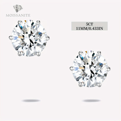 Stud Earrings for Women - Moissanite D Color VVS 925 Sterling Silver Brilliant Round Cut, 1CT to 6CT - product detail view 30