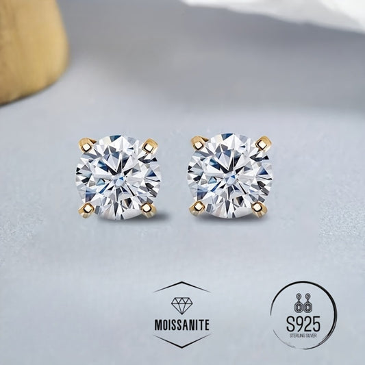 Stud Earrings for Women - Moissanite D Color VVS1 Brilliant Round Cut S925 Sterling Silver Men 0.5CT - main product view