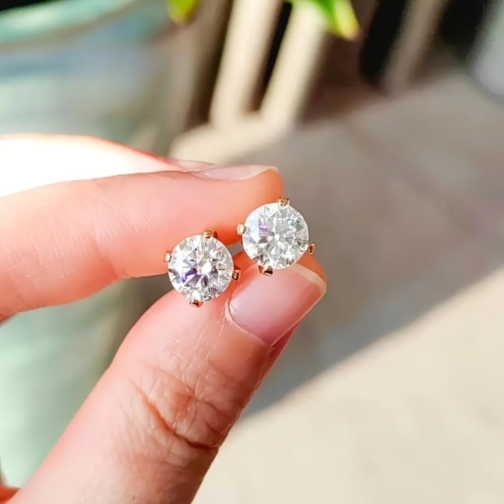 Stud Earrings for Women - Moissanite D Color VVS1 Brilliant Round Cut S925 Sterling Silver Men 0.5CT - product detail view 2
