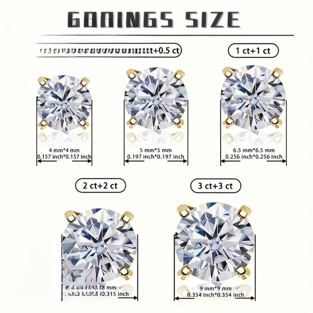 Stud Earrings for Women - Moissanite D Color VVS1 Brilliant Round Cut S925 Sterling Silver Men 0.5CT - product detail view 3