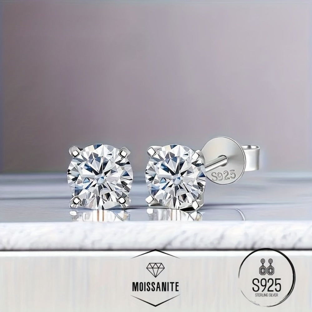 Stud Earrings for Women - Moissanite D Color VVS1 Brilliant Round Cut S925 Sterling Silver Men 0.5CT - product detail view 5
