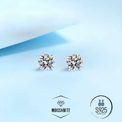 Stud Earrings for Women - Moissanite D Color VVS1 Brilliant Round Cut S925 Sterling Silver Men 0.5CT - product detail view 9