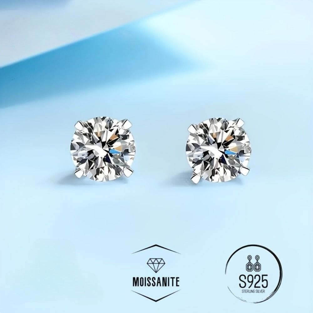Stud Earrings for Women - Moissanite D Color VVS1 Brilliant Round Cut S925 Sterling Silver Men 0.5CT - product detail view 11