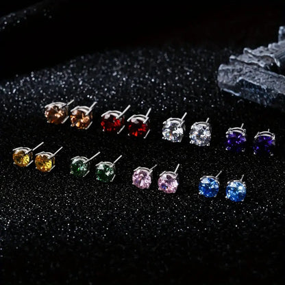Stud Earrings for Women - Moissanite D Color VVS1 Round Cut S925 Sterling Silver Four-Claw for Men - main product view