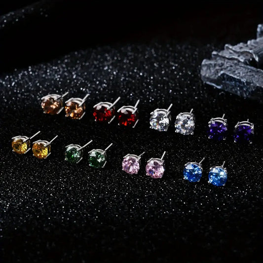 Stud Earrings for Women - Moissanite D Color VVS1 Round Cut S925 Sterling Silver Four-Claw for Men - main product view