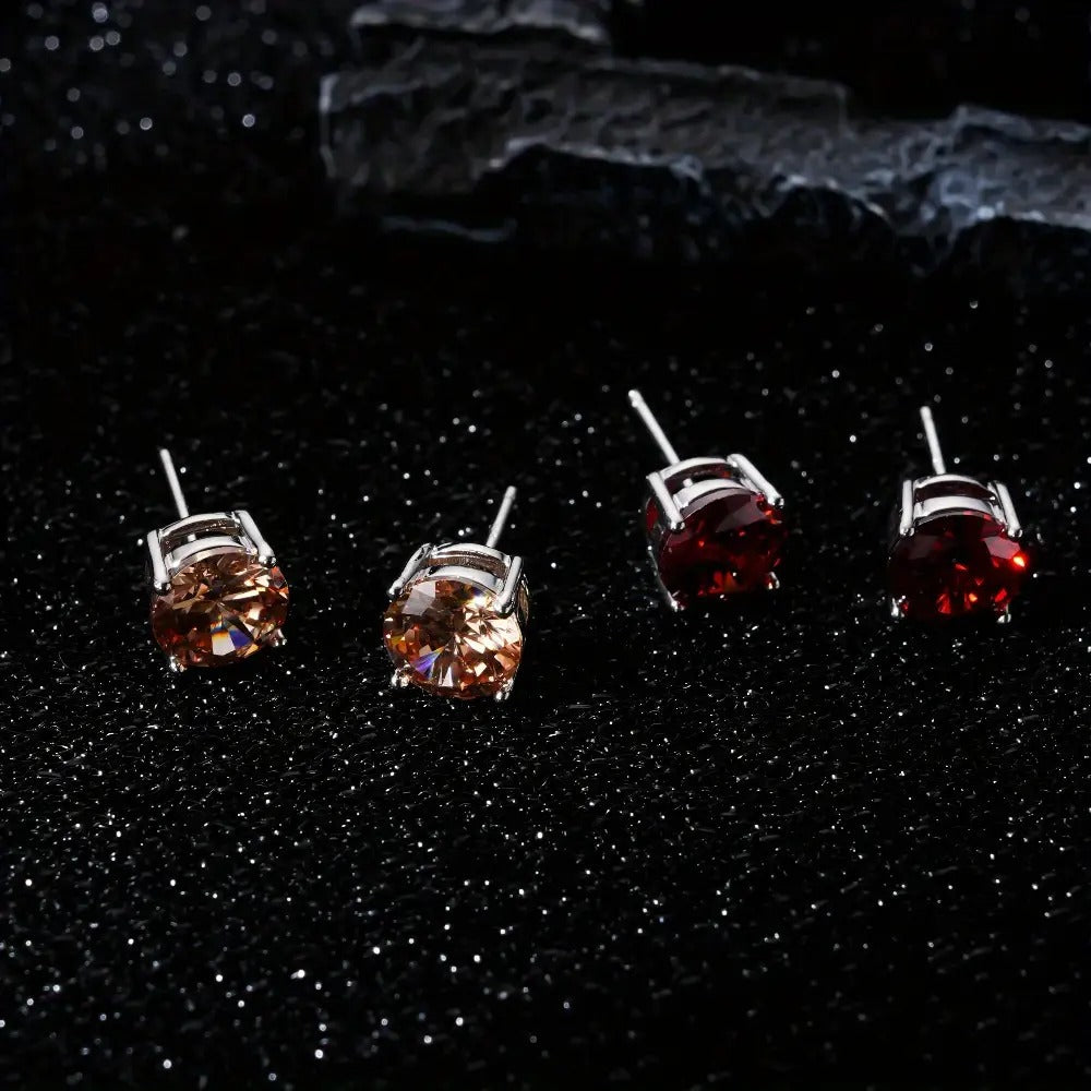 Stud Earrings for Women - Moissanite D Color VVS1 Round Cut S925 Sterling Silver Four-Claw for Men - product detail view 2