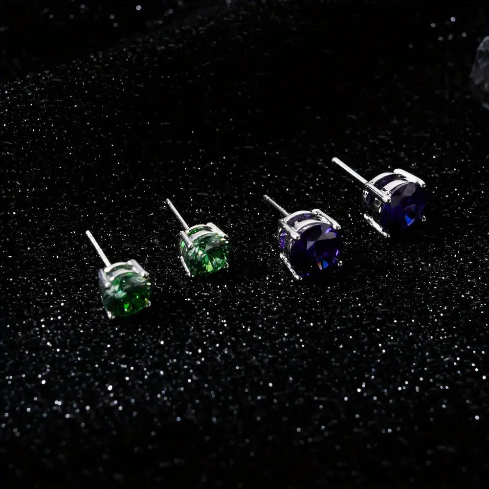 Stud Earrings for Women - Moissanite D Color VVS1 Round Cut S925 Sterling Silver Four-Claw for Men - product detail view 5