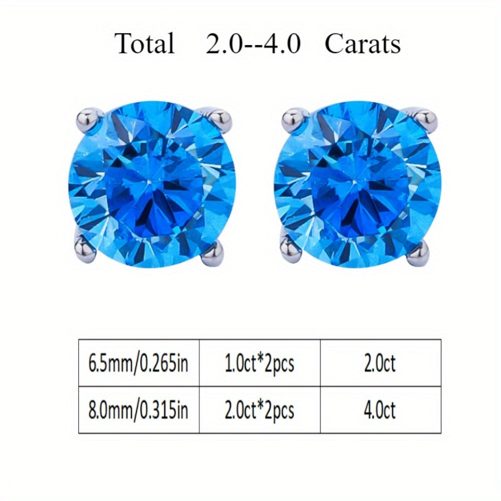 Stud Earrings for Women - Moissanite D Color VVS1 Round Cut S925 Sterling Silver Four-Claw for Men - product detail view 8