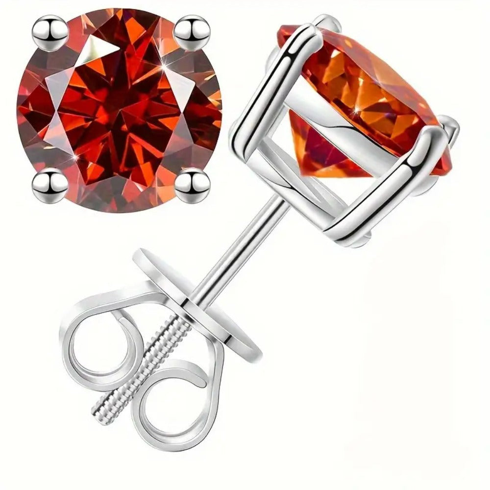Stud Earrings for Women - Moissanite D Color VVS1 Round Cut S925 Sterling Silver Four-Claw for Men - product detail view 10