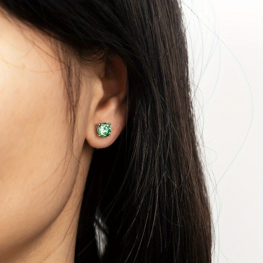 Stud Earrings for Women - Moissanite D Color VVS1 Round Cut S925 Sterling Silver Four-Claw for Men - product detail view 17