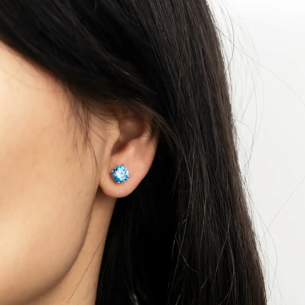 Stud Earrings for Women - Moissanite D Color VVS1 Round Cut S925 Sterling Silver Four-Claw for Men - product detail view 19