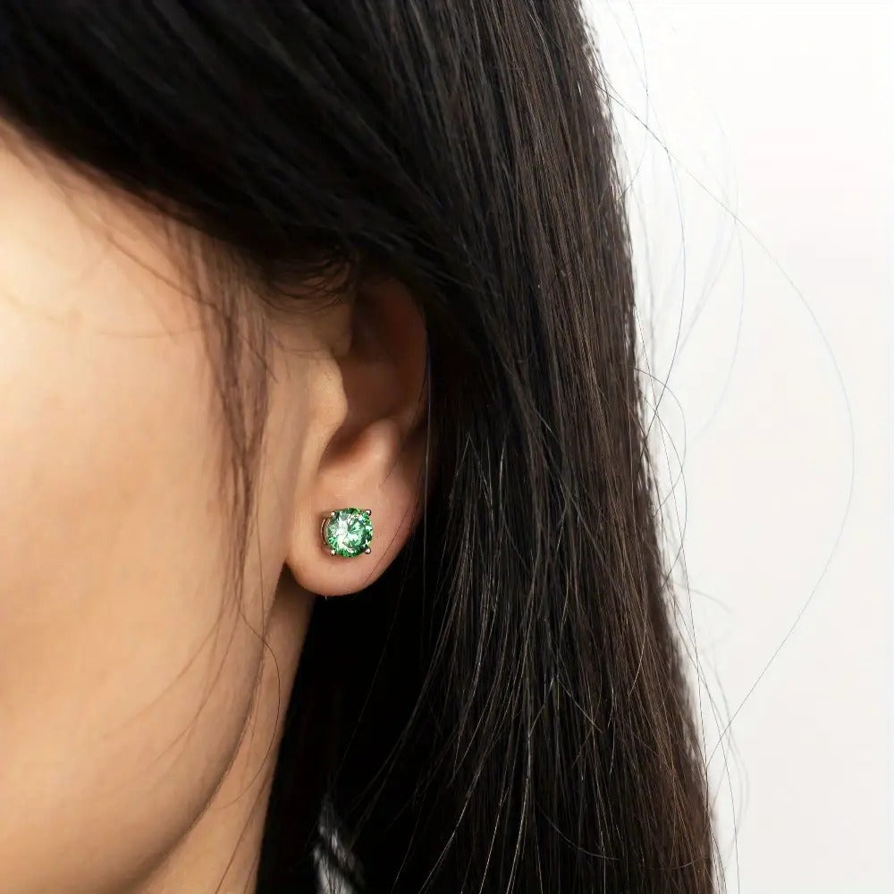 Stud Earrings for Women - Moissanite D Color VVS1 Round Cut S925 Sterling Silver Four-Claw for Men - product detail view 20