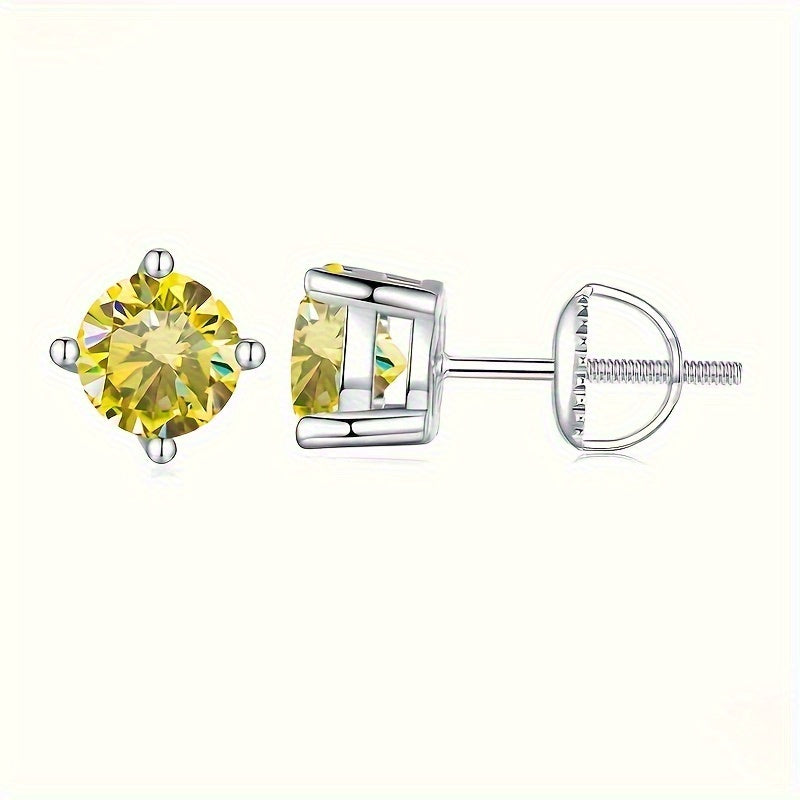 Stud Earrings for Women - Moissanite D Color VVS1 Round Cut S925 Sterling Silver Four-Claw for Men - product detail view 23