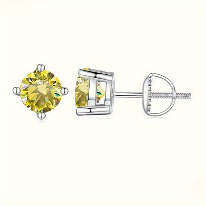 Stud Earrings for Women - Moissanite D Color VVS1 Round Cut S925 Sterling Silver Four-Claw for Men - product detail view 23
