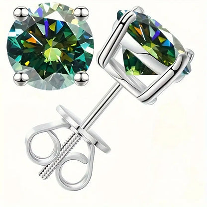 Stud Earrings for Women - Moissanite D Color VVS1 Round Cut S925 Sterling Silver Four-Claw for Men - product detail view 24