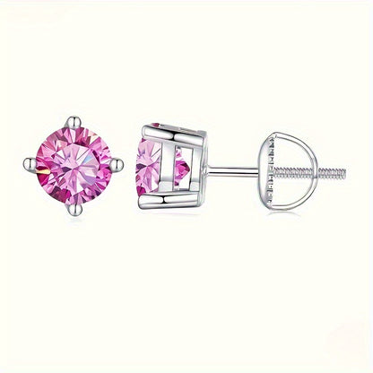 Stud Earrings for Women - Moissanite D Color VVS1 Round Cut S925 Sterling Silver Four-Claw for Men - product detail view 25