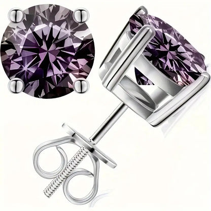 Stud Earrings for Women - Moissanite D Color VVS1 Round Cut S925 Sterling Silver Four-Claw for Men - product detail view 29