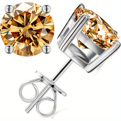 Stud Earrings for Women - Moissanite D Color VVS1 Round Cut S925 Sterling Silver Four-Claw for Men - product detail view 30