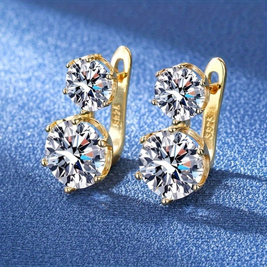 Stud Earrings for Women - Moissanite Jewelry Set 925 Sterling Silver 1CT Moissanite + Pendant - main product view