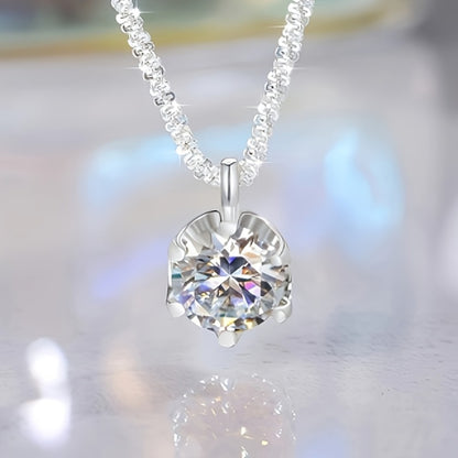 Stud Earrings for Women - Moissanite Jewelry Set 925 Sterling Silver 1CT Moissanite + Pendant - product detail view 2