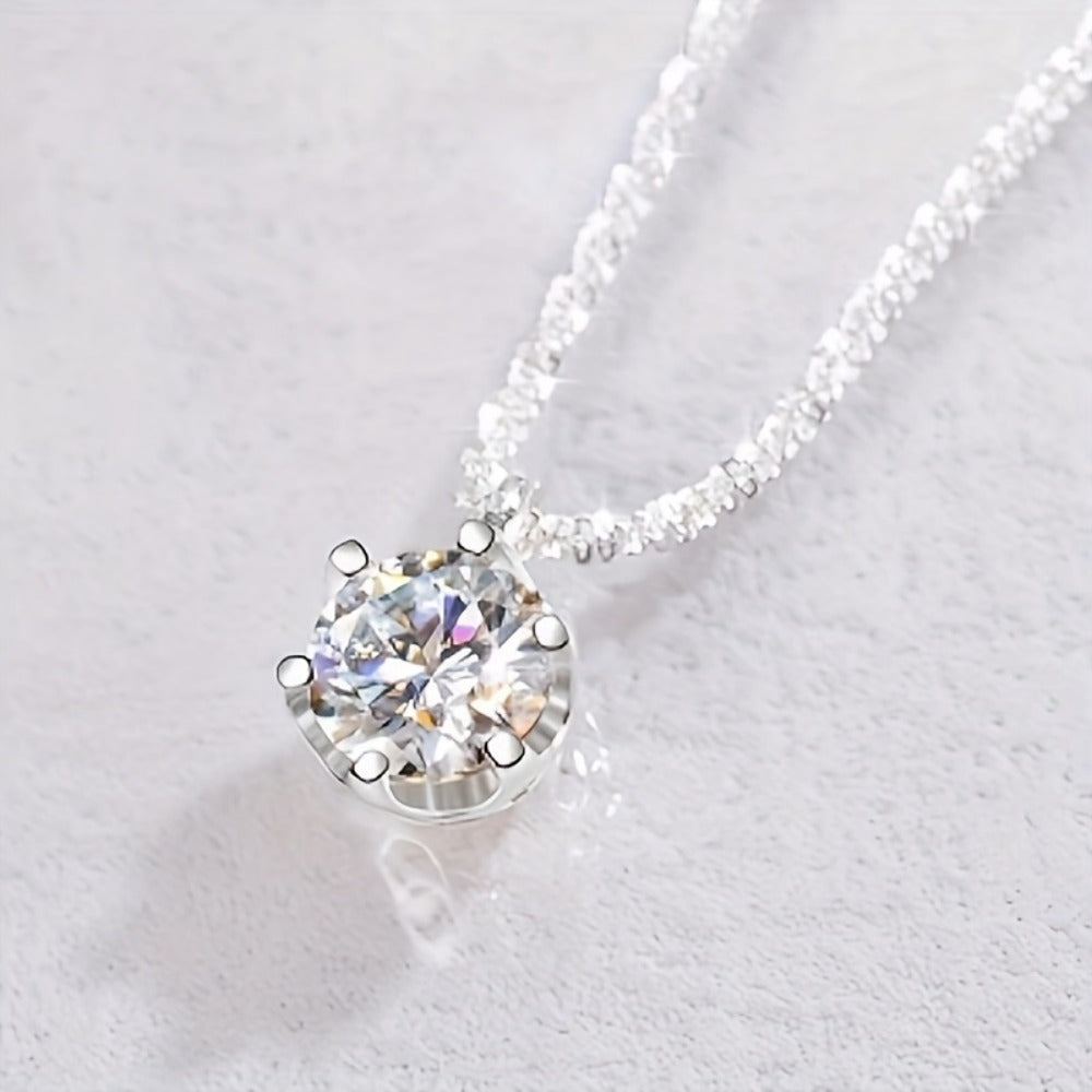 Stud Earrings for Women - Moissanite Jewelry Set 925 Sterling Silver 1CT Moissanite + Pendant - product detail view 4