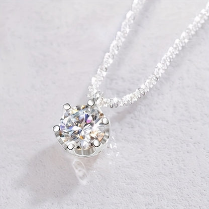 Stud Earrings for Women - Moissanite Jewelry Set 925 Sterling Silver 1CT Moissanite + Pendant - product detail view 4