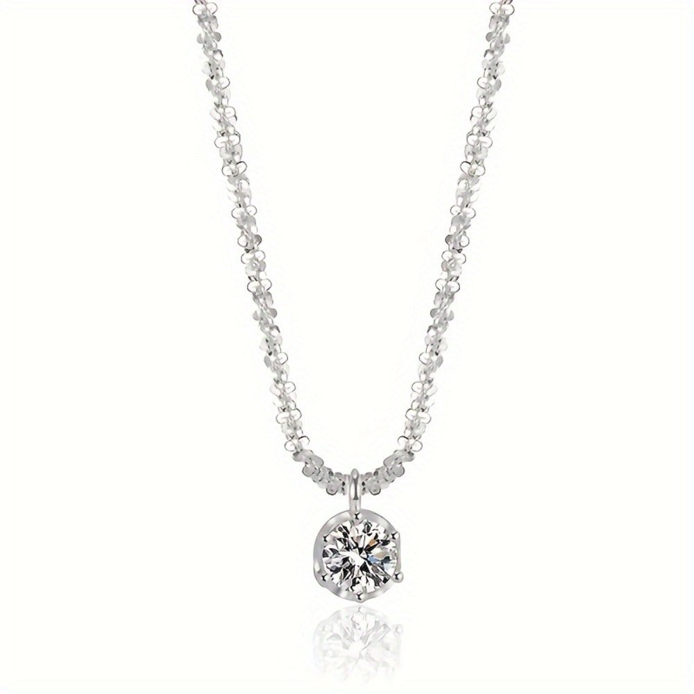 Stud Earrings for Women - Moissanite Jewelry Set 925 Sterling Silver 1CT Moissanite + Pendant - product detail view 7