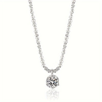 Stud Earrings for Women - Moissanite Jewelry Set 925 Sterling Silver 1CT Moissanite + Pendant - product detail view 7