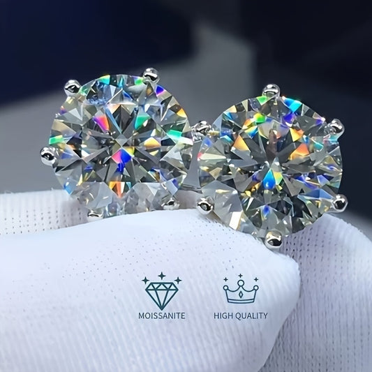 Stud Earrings for Women - Moissanite S925 Sterling Silver 0.5 1.0 2.0 3.0 Carat Diamond Alternative - main product view
