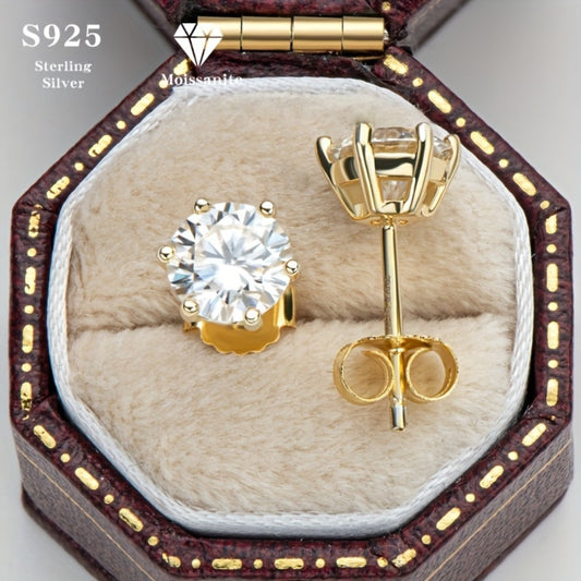 Stud Earrings for Women - Moissanite for S925 Sterling Silver 0.5CT 1CT 2CT 3CT Diamond Alternative - main product view