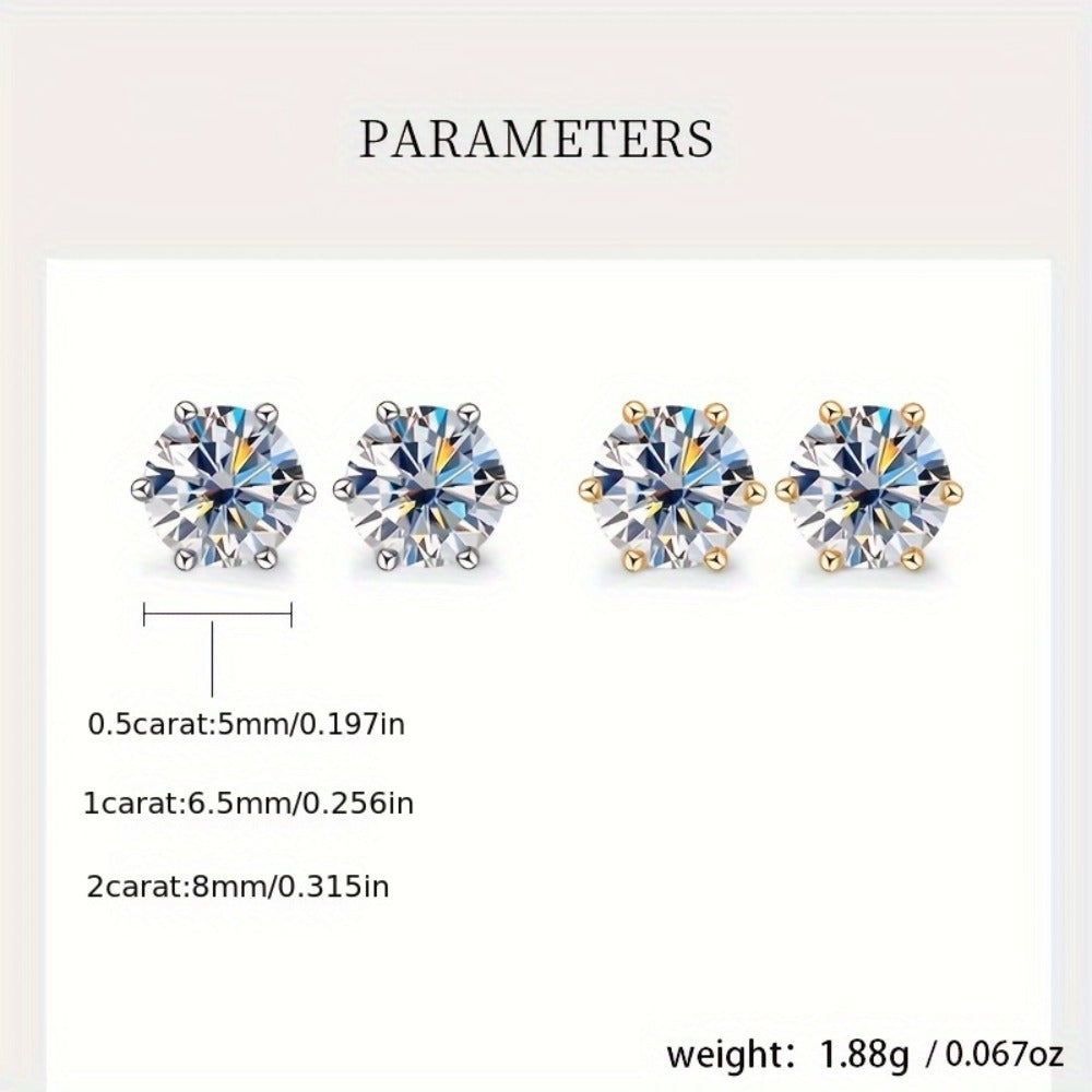 Stud Earrings for Women - Moissanite for S925 Sterling Silver 0.5CT 1CT 2CT 3CT Diamond Alternative - product detail view 12