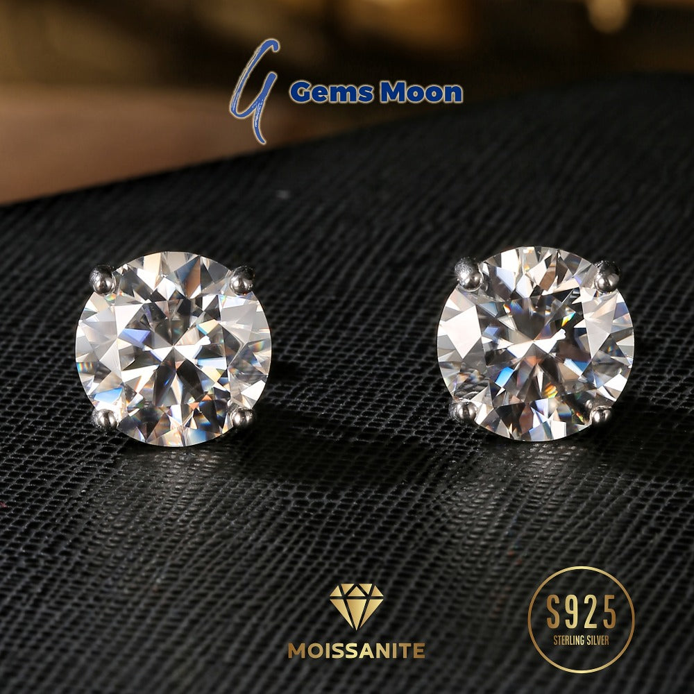 Stud Earrings for Women - Moissanite S925 Sterling Silver | D Color VVS1 Brilliant Cut Diamond - product detail view 2