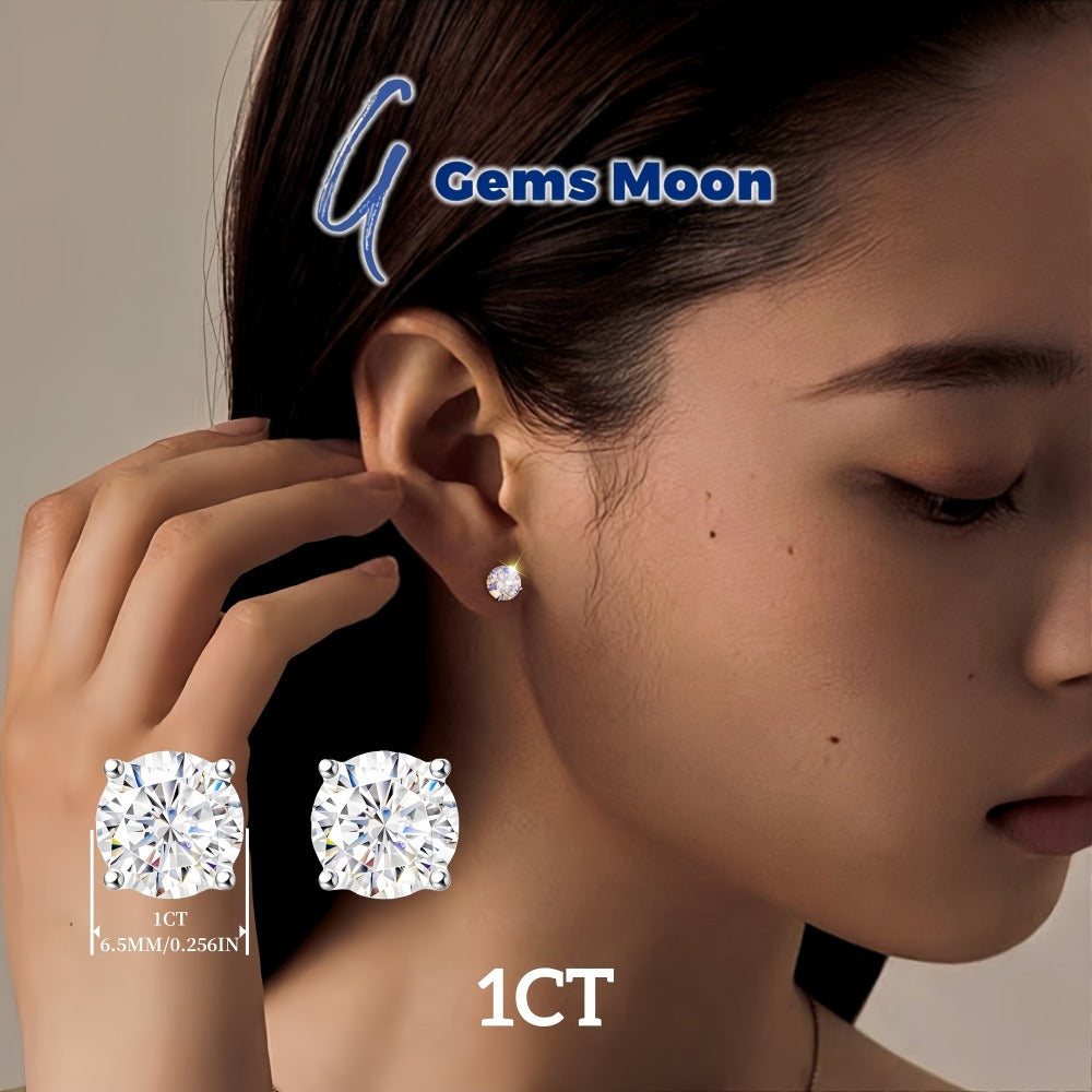 Stud Earrings for Women - Moissanite S925 Sterling Silver | D Color VVS1 Brilliant Cut Diamond - product detail view 5