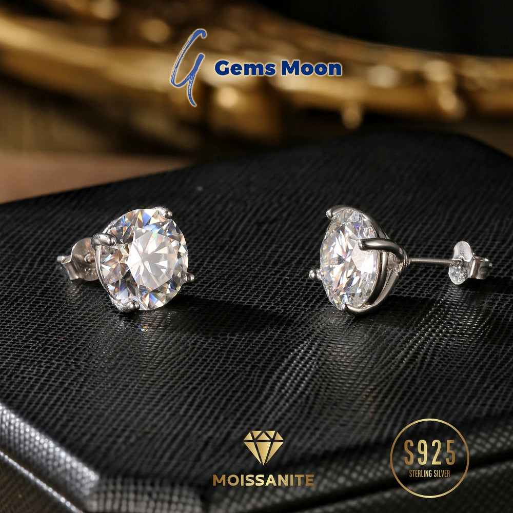 Stud Earrings for Women - Moissanite S925 Sterling Silver | D Color VVS1 Brilliant Cut Diamond - product detail view 8