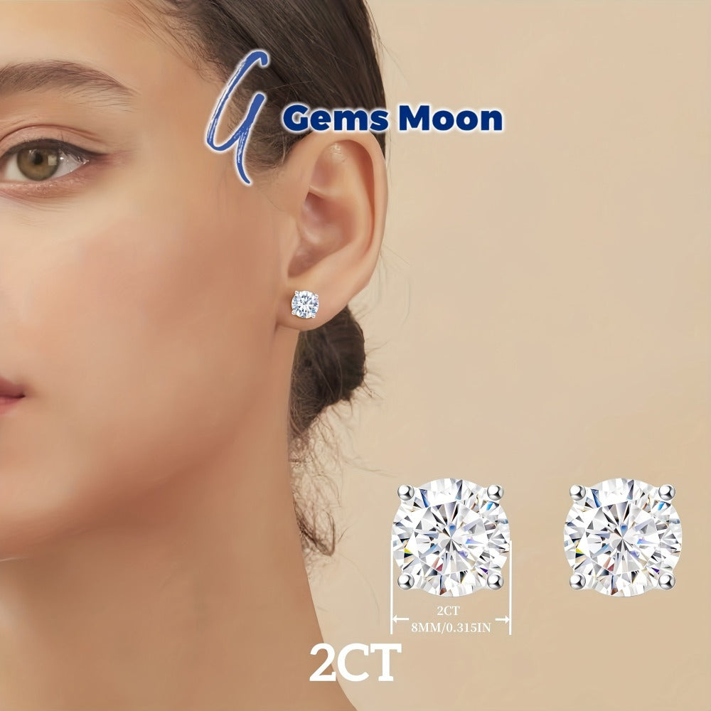 Stud Earrings for Women - Moissanite S925 Sterling Silver | D Color VVS1 Brilliant Cut Diamond - product detail view 9