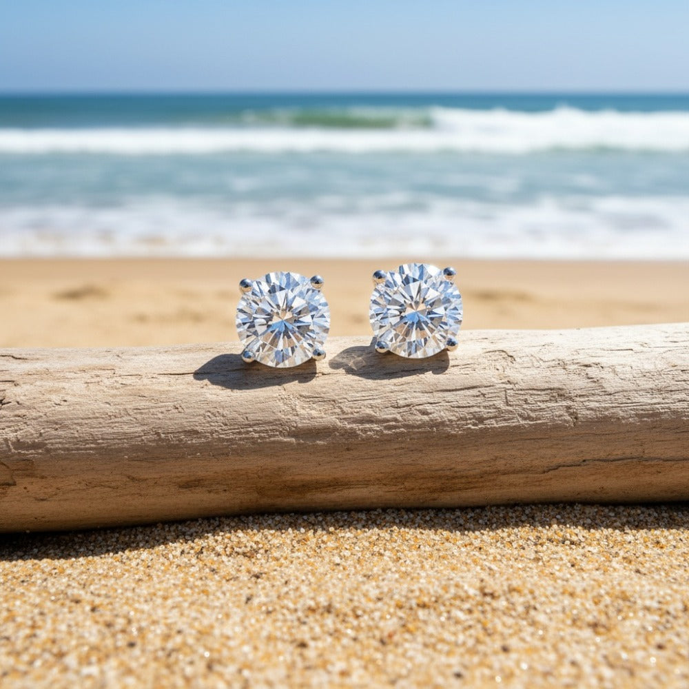 Stud Earrings for Women - Moissanite S925 Sterling Silver | D Color VVS1 Brilliant Cut Diamond - product detail view 10