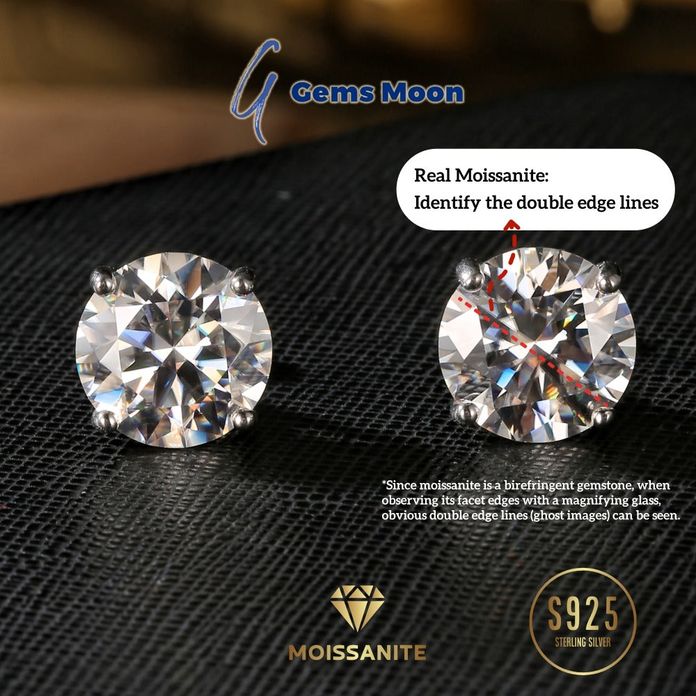 Stud Earrings for Women - Moissanite S925 Sterling Silver | D Color VVS1 Brilliant Cut Diamond - product detail view 11