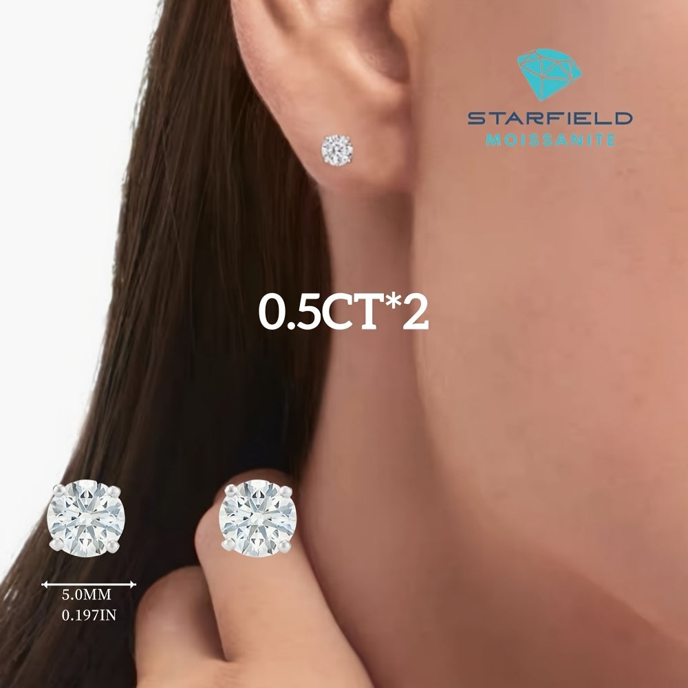 Stud Earrings for Women - Moissanite S925 Sterling Silver D Color VVS1 - 0.5CT 1CT 2CT 3CT 5CT - product detail view 22