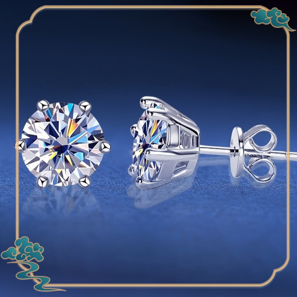 Stud Earrings for Women - Moissanite Vintage Style S925 Sterling Silver 0.5ct 1ct 2ct 3ct Round for - product detail view 2