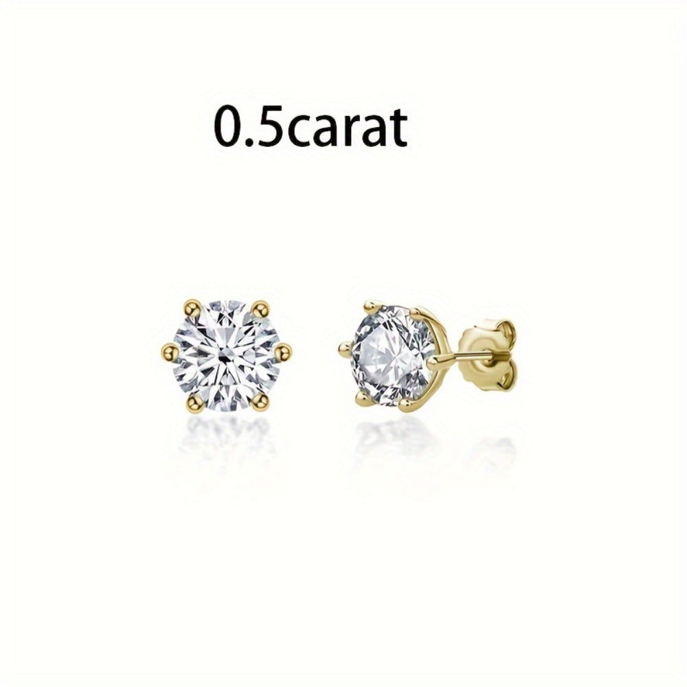 Stud Earrings for Women - Moissanite Vintage Style S925 Sterling Silver 0.5ct 1ct 2ct 3ct Round for - product detail view 4