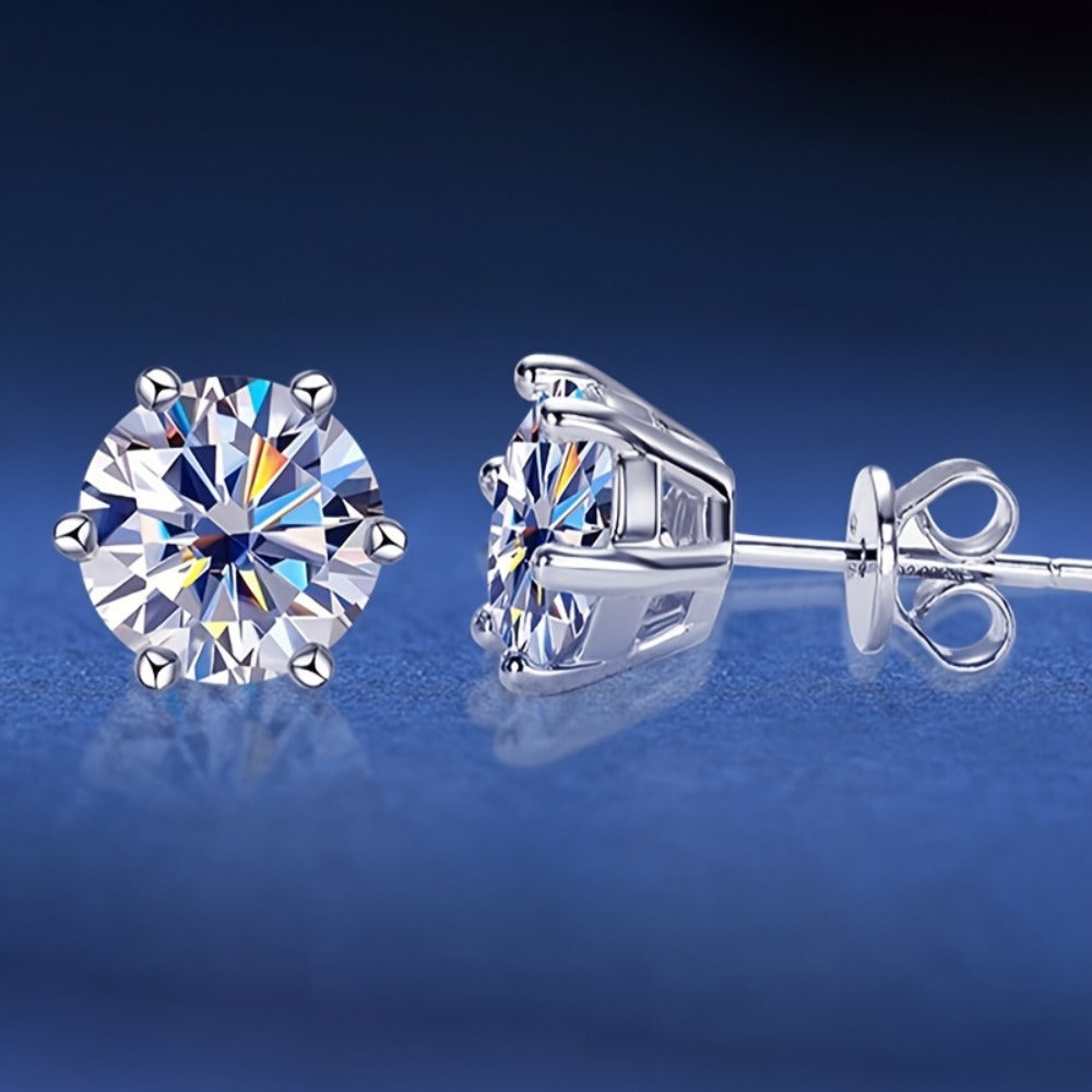 Stud Earrings for Women - Moissanite Vintage Style S925 Sterling Silver 0.5ct 1ct 2ct 3ct Round for - product detail view 12