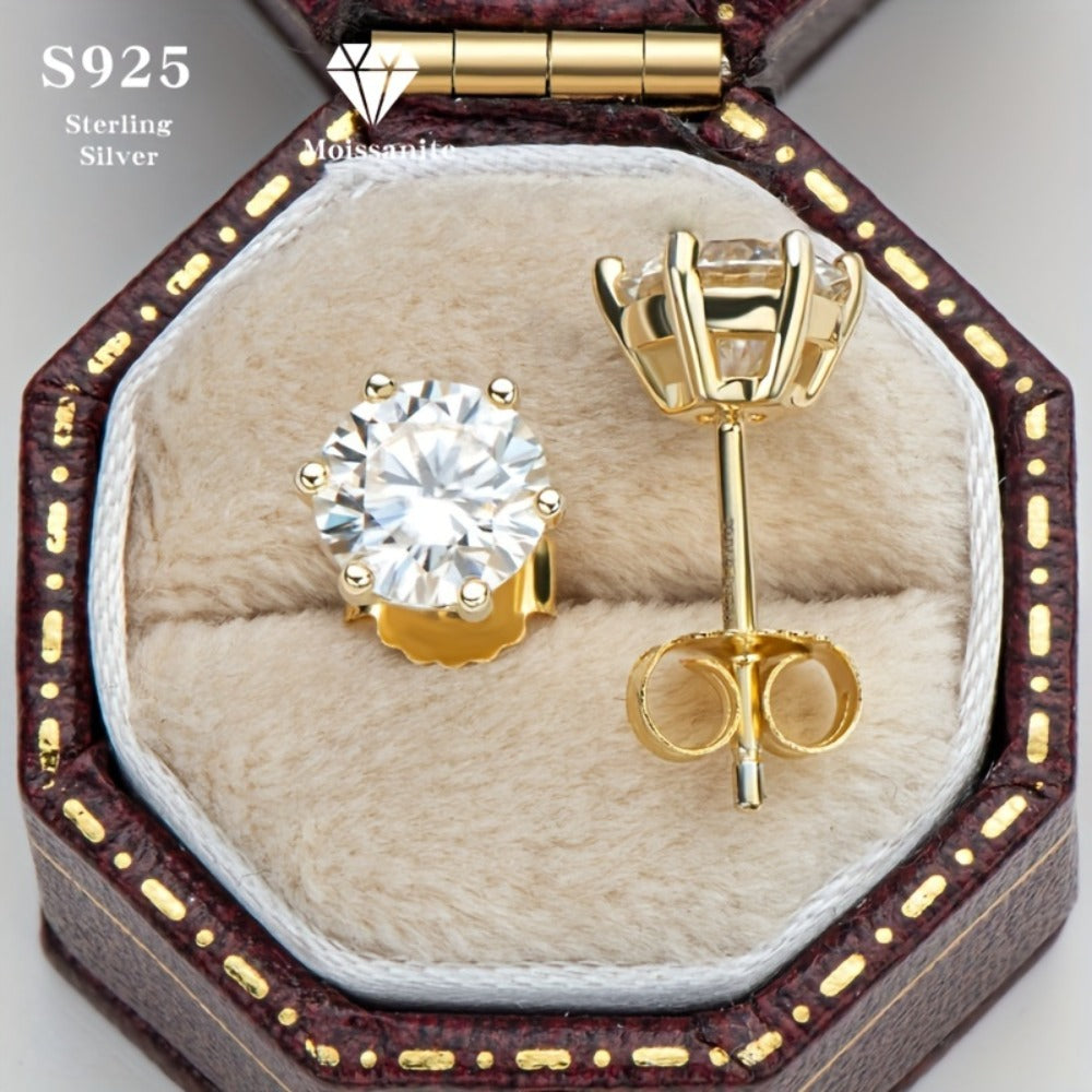 Stud Earrings for Women - Moissanite Vintage Style S925 Sterling Silver 0.5ct 1ct 2ct 3ct Round for - product detail view 13