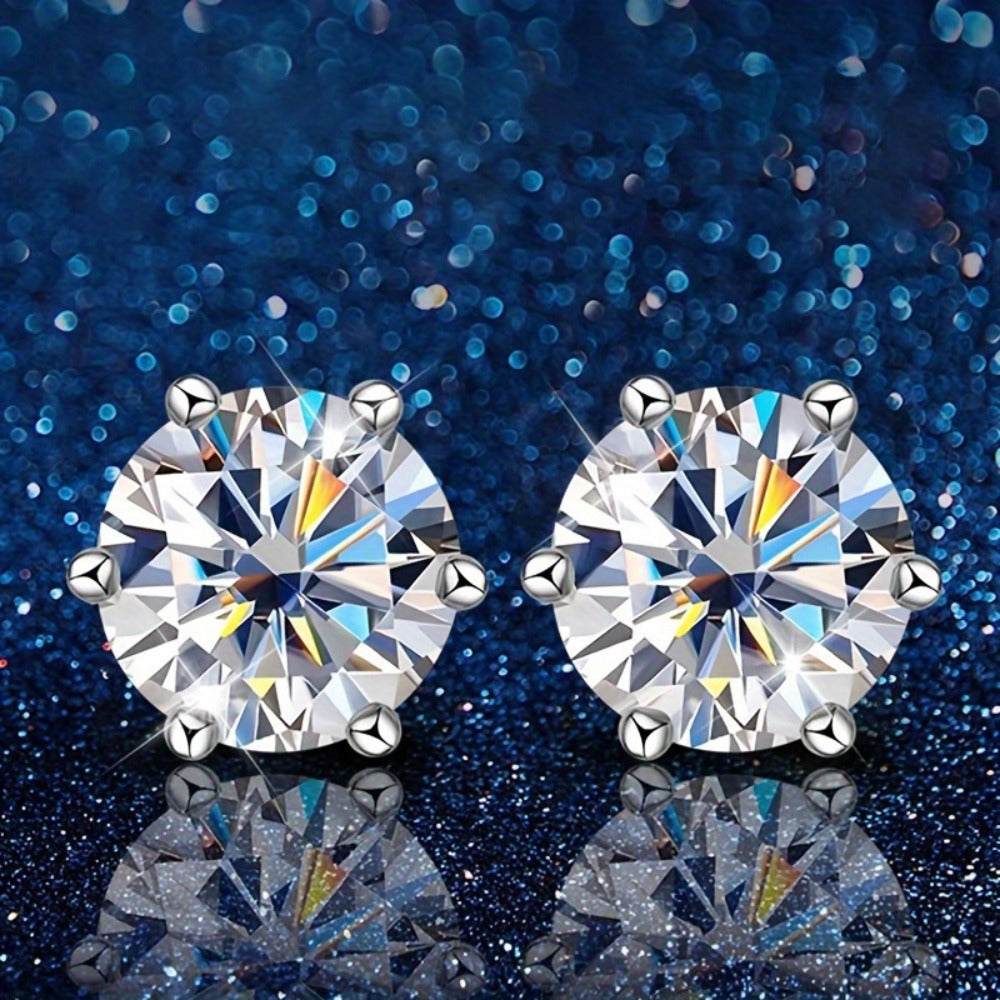 Stud Earrings for Women - Moissanite Vintage Style S925 Sterling Silver 0.5ct 1ct 2ct 3ct Round for - product detail view 14