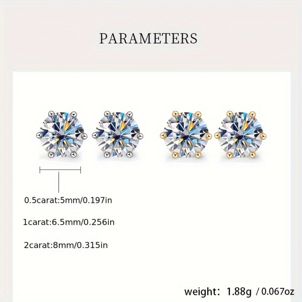 Stud Earrings for Women - Moissanite Vintage Style S925 Sterling Silver 0.5ct 1ct 2ct 3ct Round for - product detail view 15