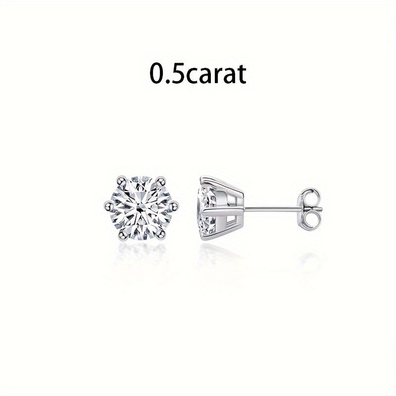 Stud Earrings for Women - Moissanite Vintage Style S925 Sterling Silver 0.5ct 1ct 2ct 3ct Round for - product detail view 22