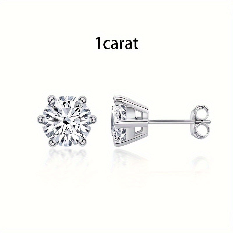 Stud Earrings for Women - Moissanite Vintage Style S925 Sterling Silver 0.5ct 1ct 2ct 3ct Round for - product detail view 23