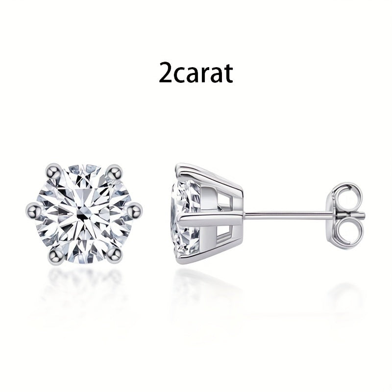 Stud Earrings for Women - Moissanite Vintage Style S925 Sterling Silver 0.5ct 1ct 2ct 3ct Round for - product detail view 24