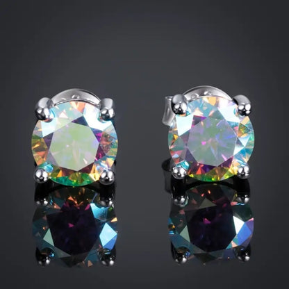 Stud Earrings for Women - Moissanite VVS1 925 Sterling Silver Colorful Round Cut Champagne, Olive - product detail view 7