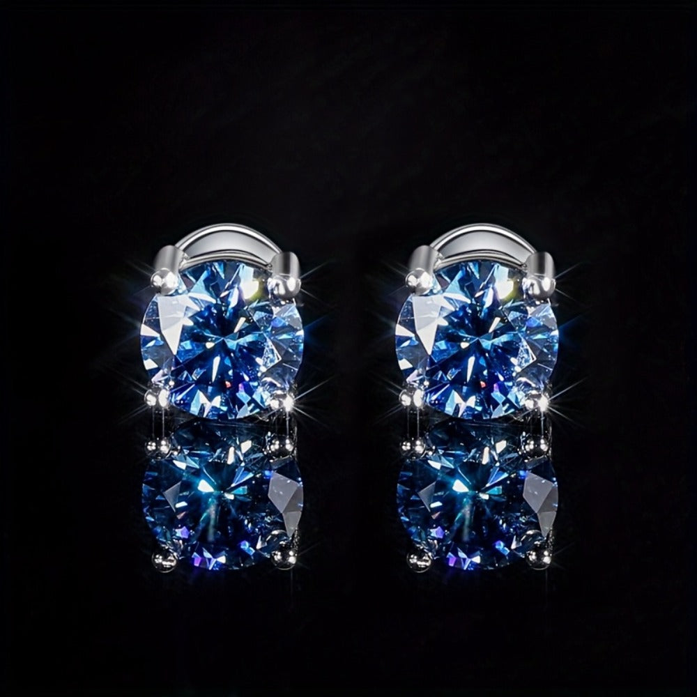 Stud Earrings for Women - Moissanite VVS1 925 Sterling Silver Colorful Round Cut Champagne, Olive - product detail view 11