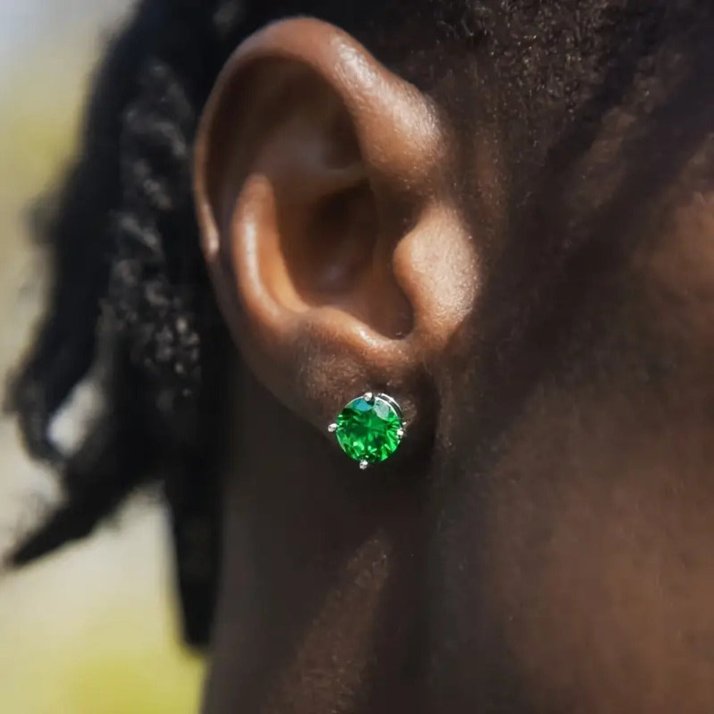 Stud Earrings for Women - Moissanite VVS1 925 Sterling Silver Colorful Round Cut Champagne, Olive - product detail view 26